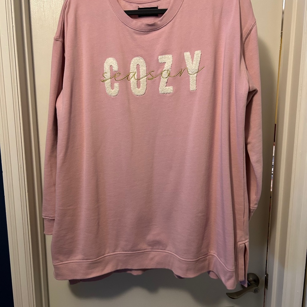 Lane Bryant Pink “Cozy” Sweatshirt.  
Size 18/20